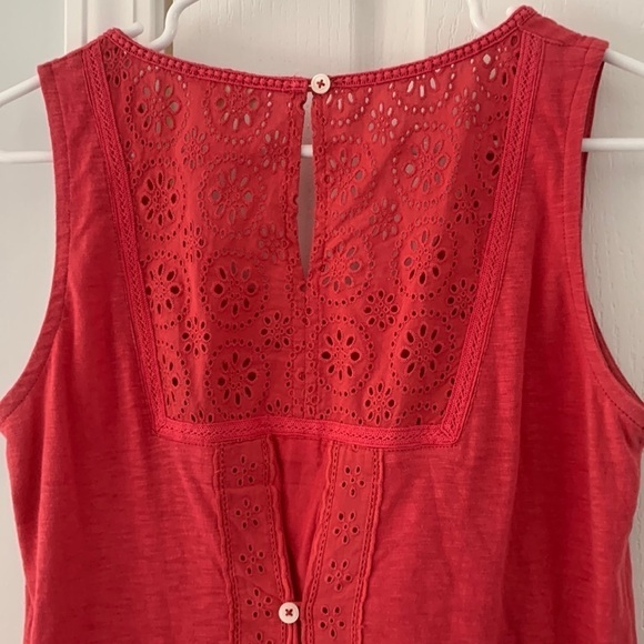 Meadow Rue Tank Top‎ size small eyelet top peplum pink red - Picture 6 of 14